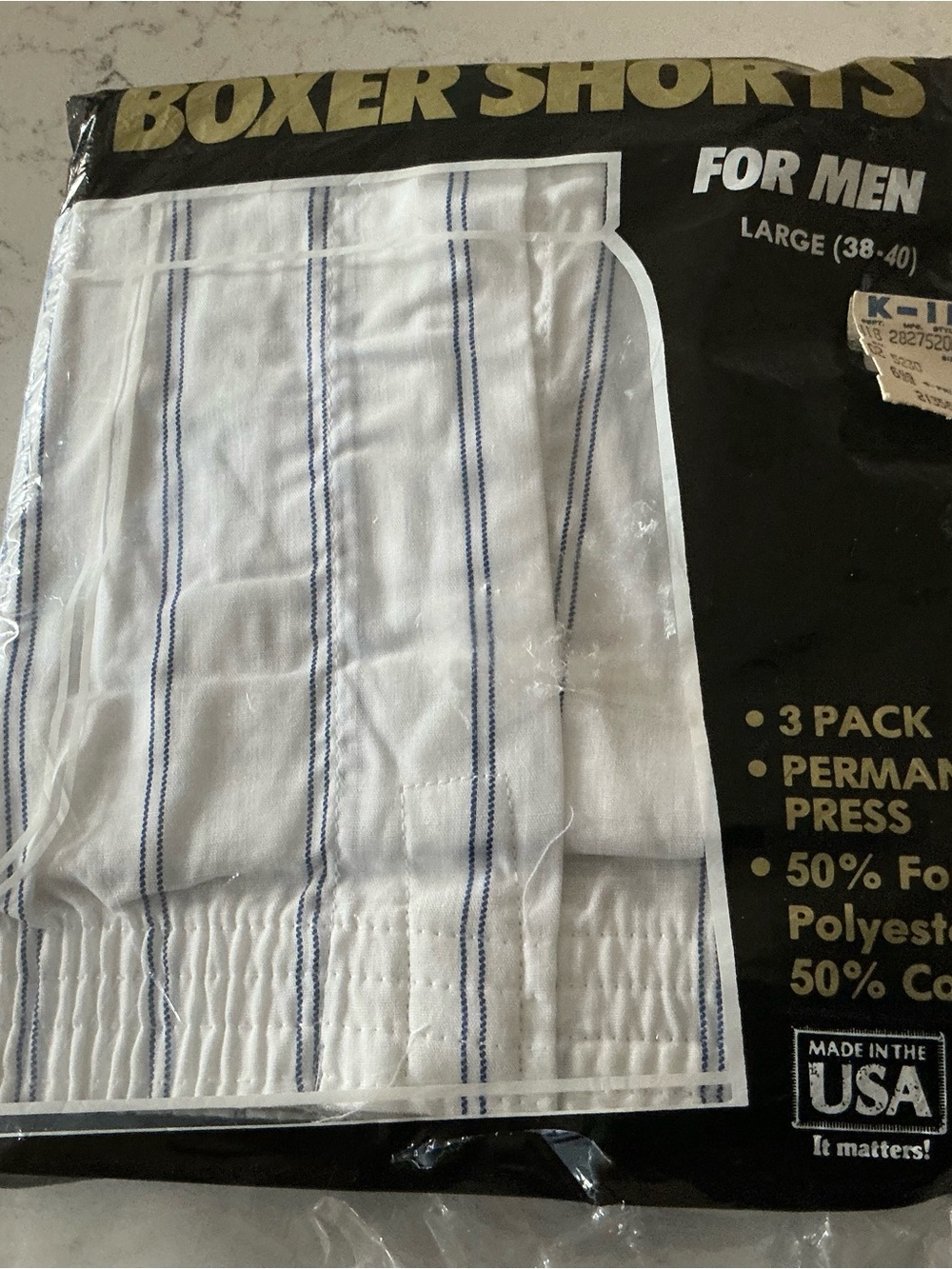 Vintage 80s Kmart men’s boxer shorts large blue striped 3 pair 50/50 cotton